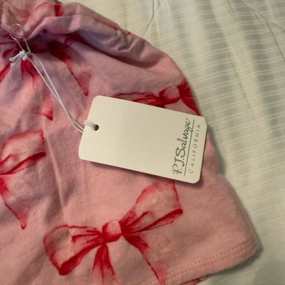 PJ Salvage Pink and Red Bow Print Pajama Shorts - Picture 2 of 4